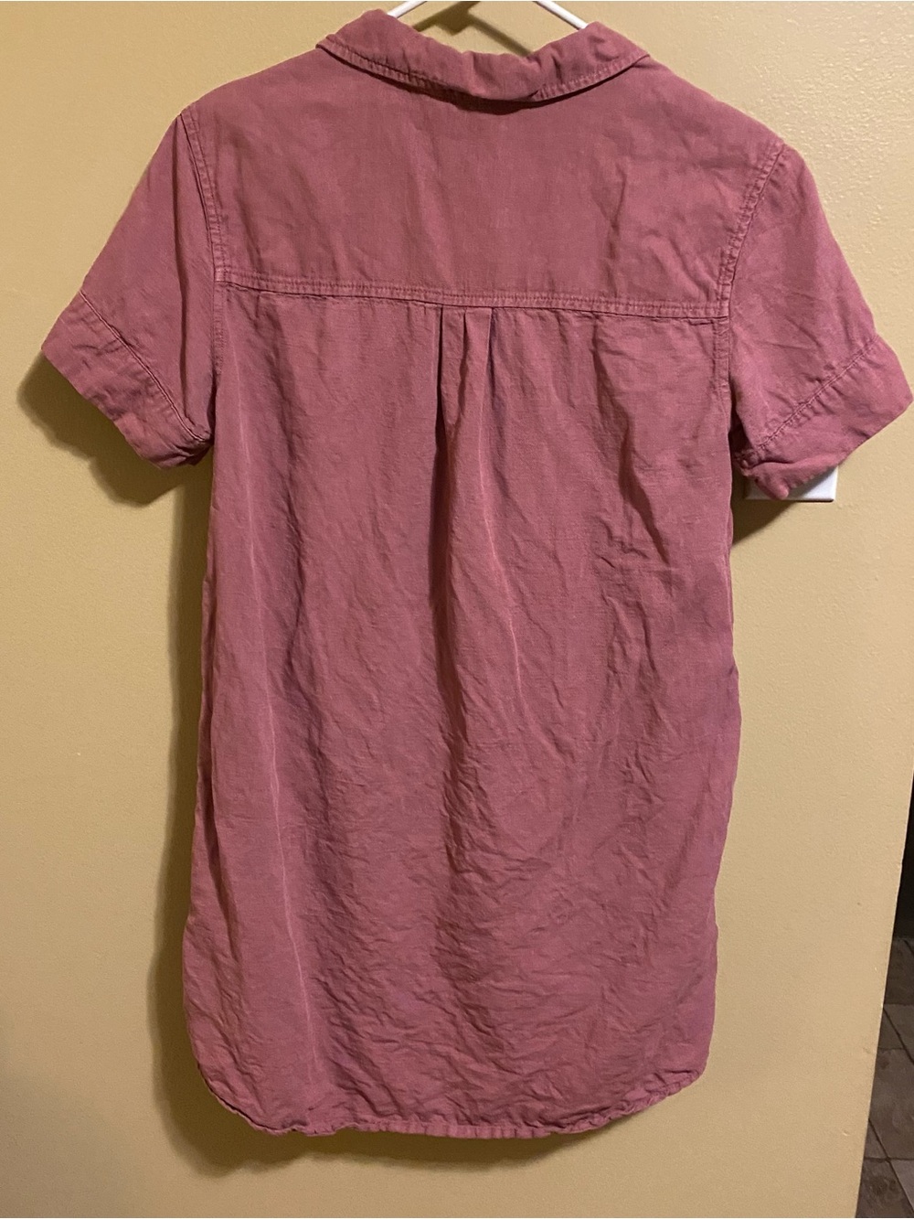 Dusty pink button up linen mini dress shirt dress - Picture 9 of 11